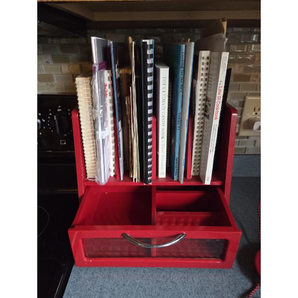 Louisville Home Pickup - Red Wood Cookbook Rack & Cookbooks Shown - 12 x 10
