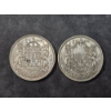 Image 2 : (2) Canada Silver 50 Cents - 1943 ASW 0.3oz & 1944 ASW 0.3oz  - 80% Silver