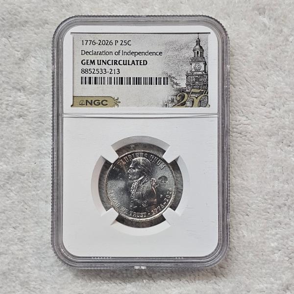 NGC GEM UNCIRCULATED 1776-2026 P Declaration of Independence Quarter 25C Special Label