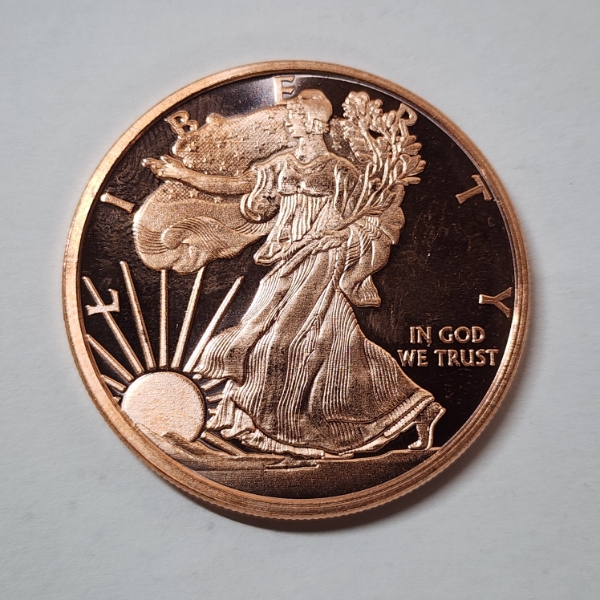 Walking Liberty Design 1 AVDP oz .999 Fine Copper Round