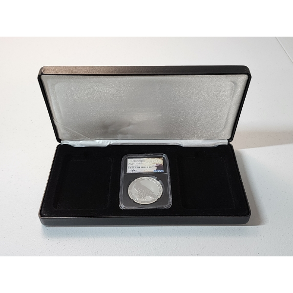 NGC 2017 P Australia .9999 Silver Wedge-Tailed Eagle FDOI MS 70 Signed by Mercanti w/ Display Box