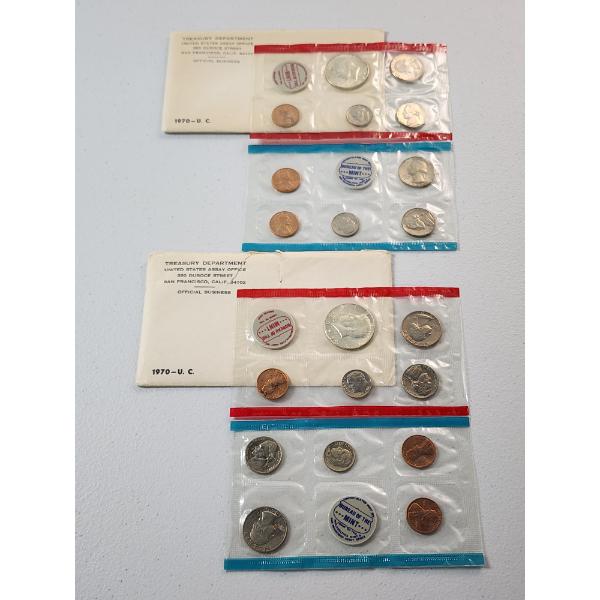x2 1970 United States Mint Uncirculated Coin Sets Including (2) 40% Silver Kennedy Half Dollars 