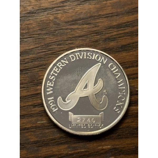 1991 MLBP 1 Troy Ounce .999 Fine Silver - 1991 Western Division Champions- Braves - Limited Edition