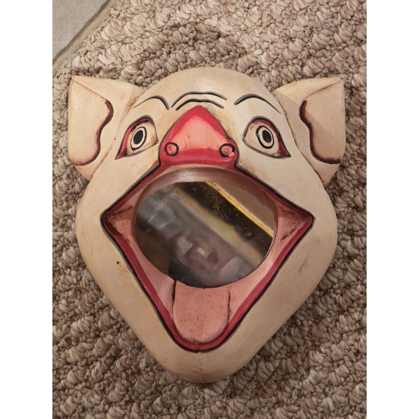 9" Tall Clown Pig Mirror