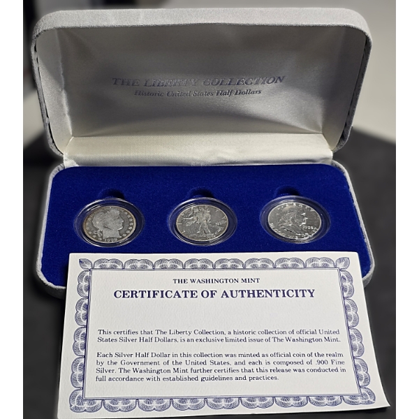 Liberty Collection Historic US Half Dollars - Walking Liberty, Franklin & Barber - .90 Silver