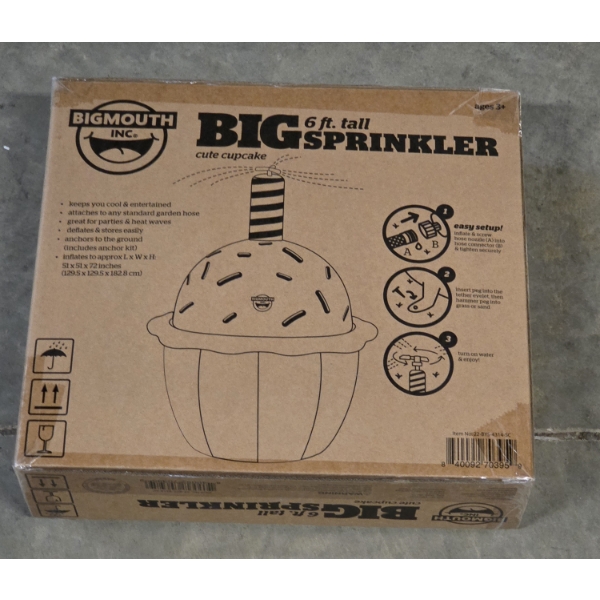 Brand New In Box! Bigmouth 6ft Cupcake Inflatable Sprinkler Retails For Over $50.00!!