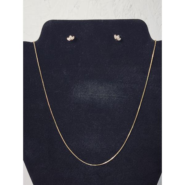 14K Gold Chain 22" Necklace And Stud Earrings Total Weight: 4.0g