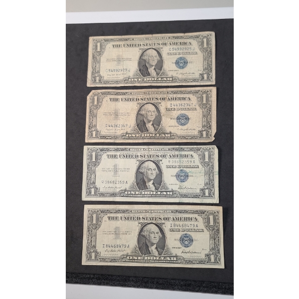 (4) $1 Silver Certificates - Series 1935 G & 1957