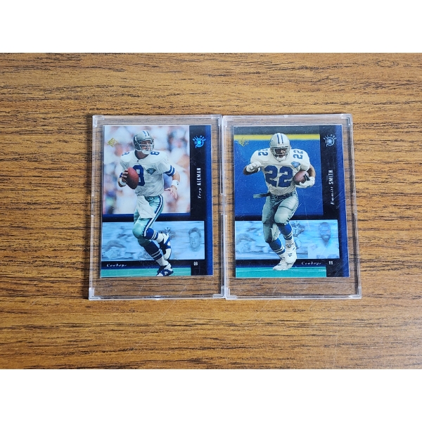 2 Upper Deck Cowboys Football Cards: 1994 Troy Adkins PB9 & Emmitt Smith PB10