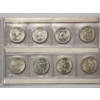 Image 4 : x8 Assorted Years 90% Silver Franklin Half Dollars In Nice Plastic Sleeves FV: $4.00