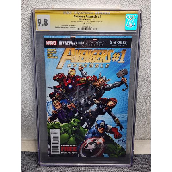 STAN LEE AUTOGRAPHED Avengers Assemble #1 Marvel Comics 5/12 CGC Graded 9.8 - Also Signed By Artist