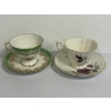 Image 1 : 2 Gorgeous Teacups - Green Outline & Floral Pattern - Floral - Rosina Fine Bone China