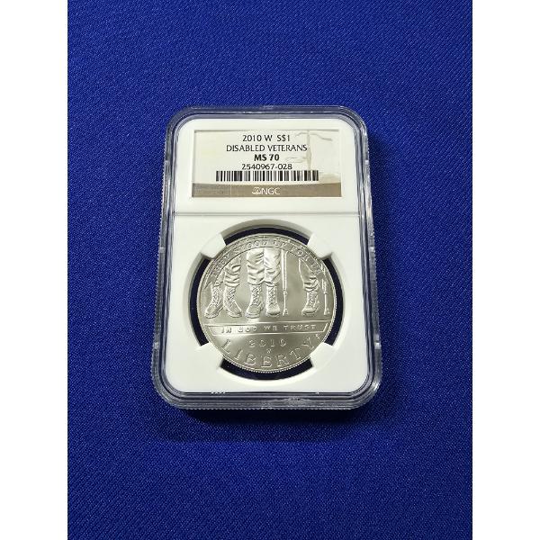2010- W Disabled Veterans Commemorative Silver Dollar NGC MS70 - Uncirculated, Beautiful Coin!