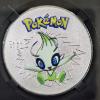 Image 2 : Rare Collectors Pokemon Silver Tone Coin in Slabbed Protector Featuring Celebi