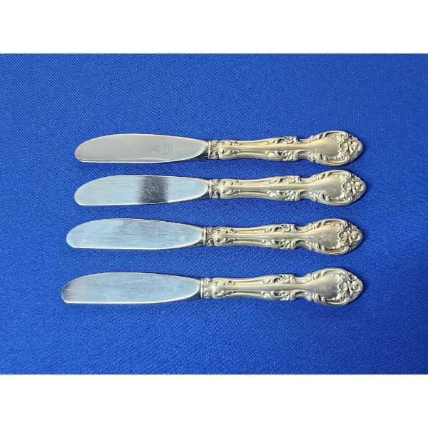 4 - Sterling Silver Gorham Melrose Sterling Silver Handle, Stainless Blade Dessert Knives TW: 167.0g