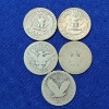 Image 4 : Five Assorted United States 90% Silver Quarters: Washington, Standing Liberty, & Barber FV: $1.25