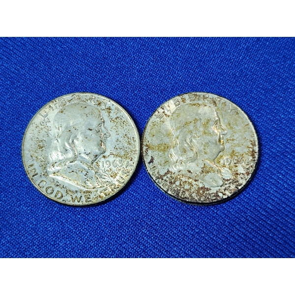 x2 90% Silver Franklin Half Dollars: 1963 - FV: $1.00