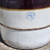 Image 2 : Vintage 10 Gallon Stoneware Crock Ft. Blue Heart Stamp With 10 Mark ~ Likely from Burley & Winter