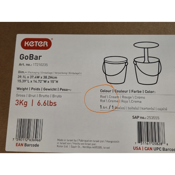  Keter Go Bar Cooler/ Pop Up Table In Red 