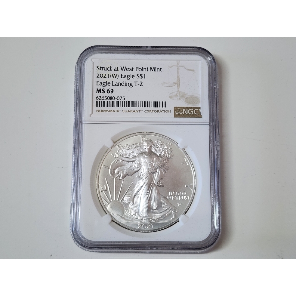 NGC MS69 2021-W American Silver Eagle - Eagle Landing T-2 - 1 oz .999 Fine Silver 