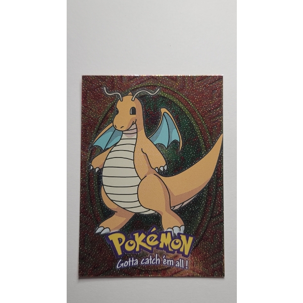 1999 Topps Pokémon The First Movie Silver Foil Black Logo Dragonite (#E12 of 12 / #149) Pokemon Card