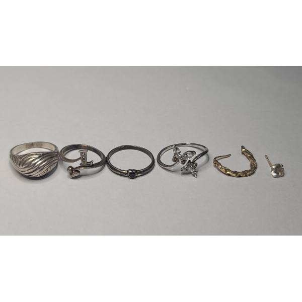 Assorted Collection Of Women's Sterling Silver Rings & Single Earring - Total Weight: 10.7g