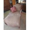 Image 1 : Beautiful Vintage 2 Pc Upholstered Settee Chais Lounge Style- In Excellent Condition - Over 70" Over