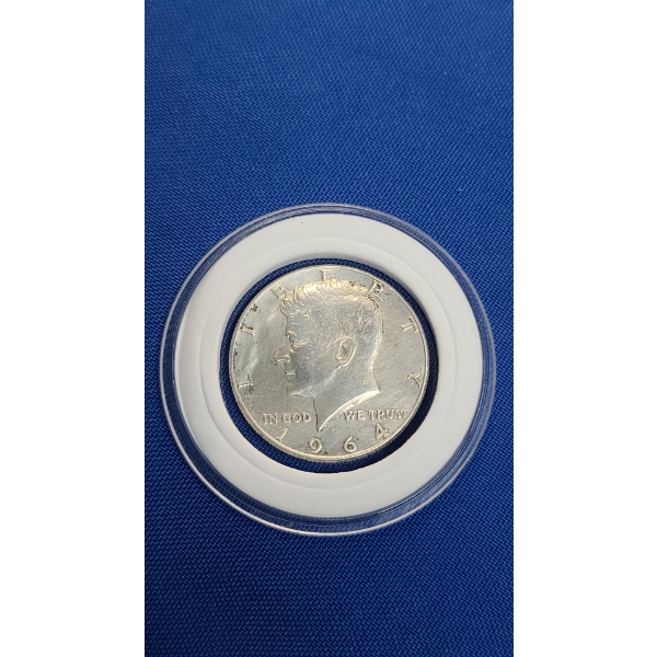 Encapsulated 1964 90% Silver Kennedy Half Dollar - Face Value: $0.50