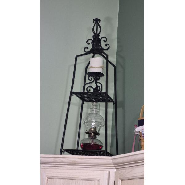 PICKUP IN NORTHFIELD - 3 Pc Set As Shown Includes Metal Rack, Oil Lamp & More As Shown - See Pics 