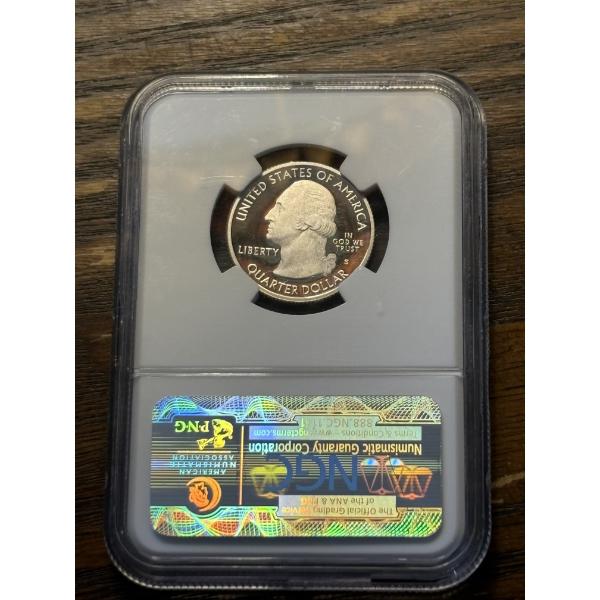 NGC 2010 S Clad 25C Yellowstone N.P. PF 70 Ultra Cameo - Slabbed Quarter - FV $0.25 - Wyoming 