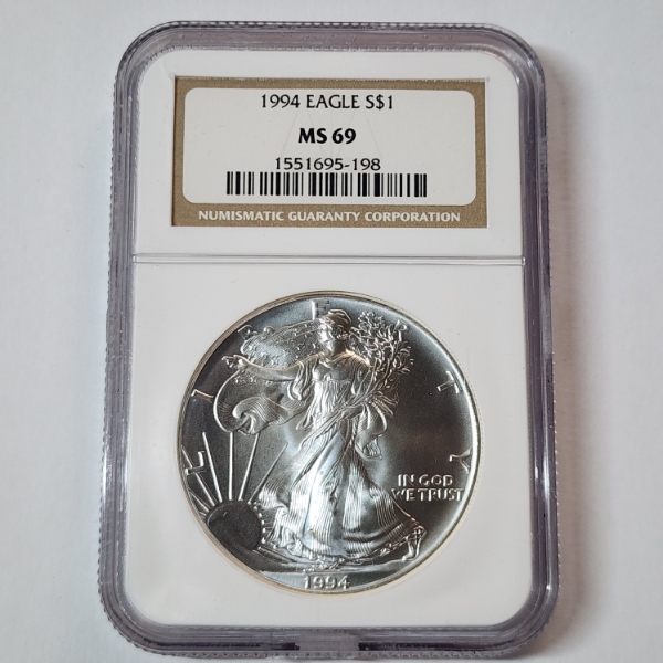 *BETTER DATE* 1994 American Silver Eagle $1 - 1 oz .999 Fine Silver - Graded by NGC MS 69