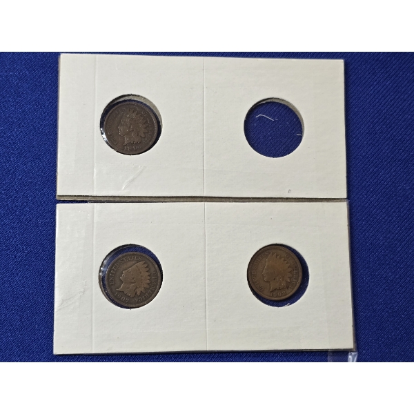Lot of (3) Indian Head Cent Pennies: 1904, 1907, 1908