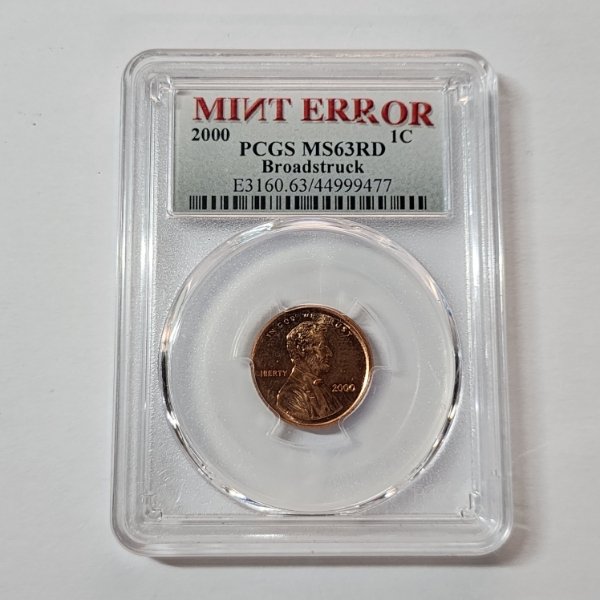 PCGS MS63 RD Broadstruck Mint Error United States 2000 Lincoln Cent 