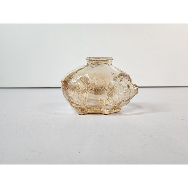 Vintage Anchor Hocking Marigold Amber Carnival Glass Small Piggy Bank