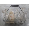 Image 1 : Excellent Condition Vintage Milk Caddy & Eight Different Vintage Quart Glass Milk Bottle Collection