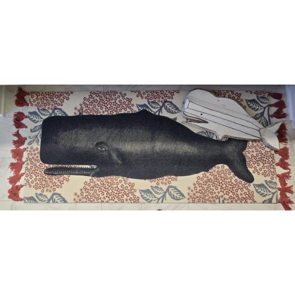 Whale Rug and Wooden Wall Hanging Whale