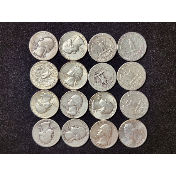 $4 Face Value in Assorted 90% Silver Washington Head Quarters 