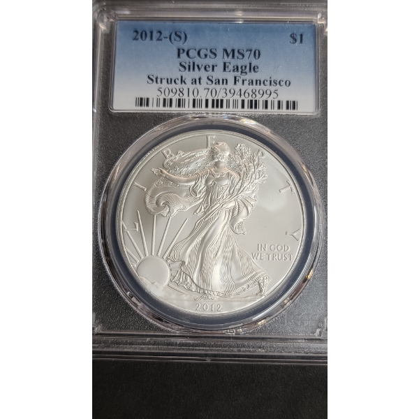 2012-S PCGS MS70 1 oz .999 Fine Silver American Eagle