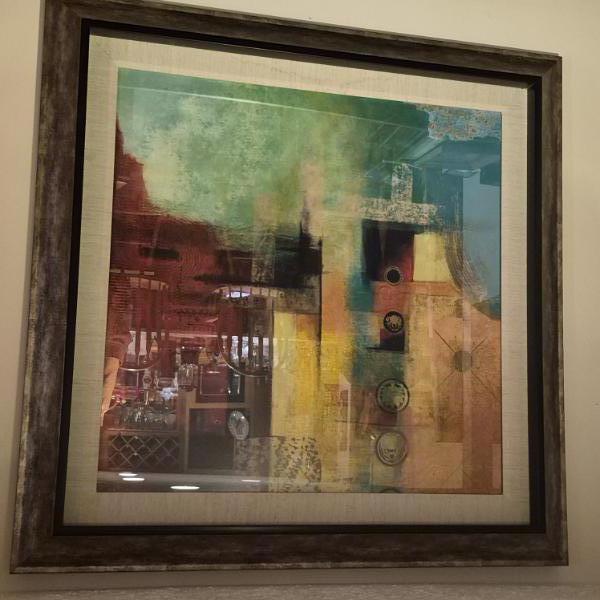 Framed Under Glass - Unique & Colorful Modern Art Print 26 x 26 - Excellent
