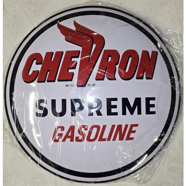 Chevron Supreme Gasoline Domed Wall Sign 16"