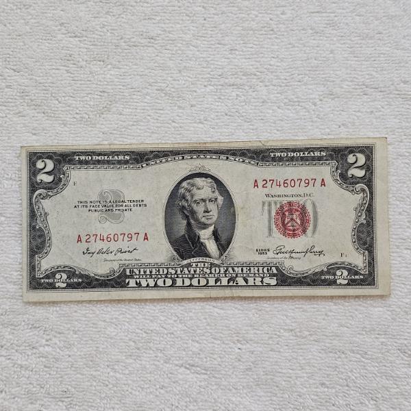 Series 1953 United States $2 Legal Tender Note with Red Seal/Serial Number FV: $2.00