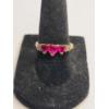 Image 1 : Vintage Women's 10K Yellow Gold Triple Heart Ruby & Diamond Accent Ring - Size 7 - Weight: 1.9g