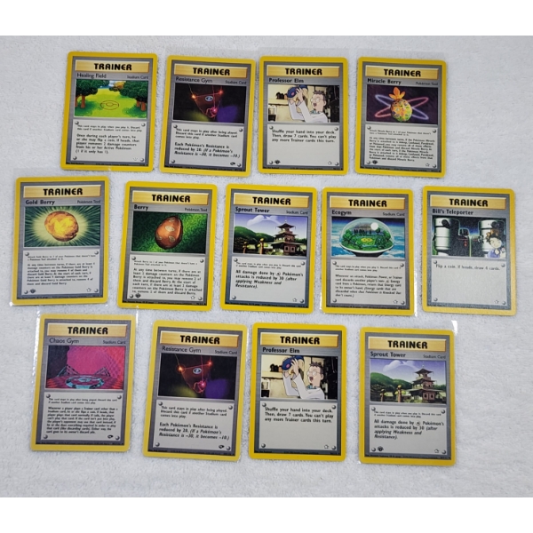 13 Assorted Vintage Trainer Pokemon Trading Cards Ft. Many 1st Editions ~ All Near Mint!