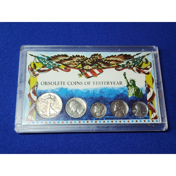 Obsolete Coins Of Yesteryear Collection: 1940's 90% Silver Half Dollar, Quarter, Dime