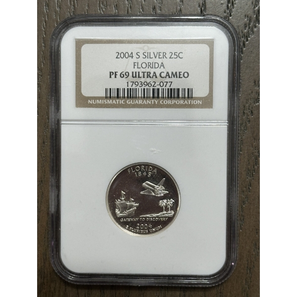 NGC PF69 Ultra Cameo 2004-S Silver State Quarter - Florida