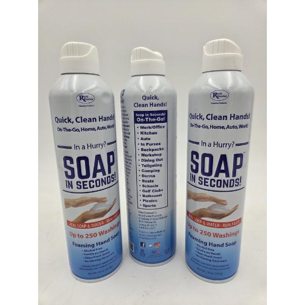 Three 14oz Soap In Seconds Foaming No Water Needed Hand Wash