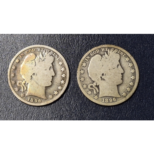 2 Pc Set 1896 & 1896 O Barber Halves  (Liberty Head 50c) 90% Silver