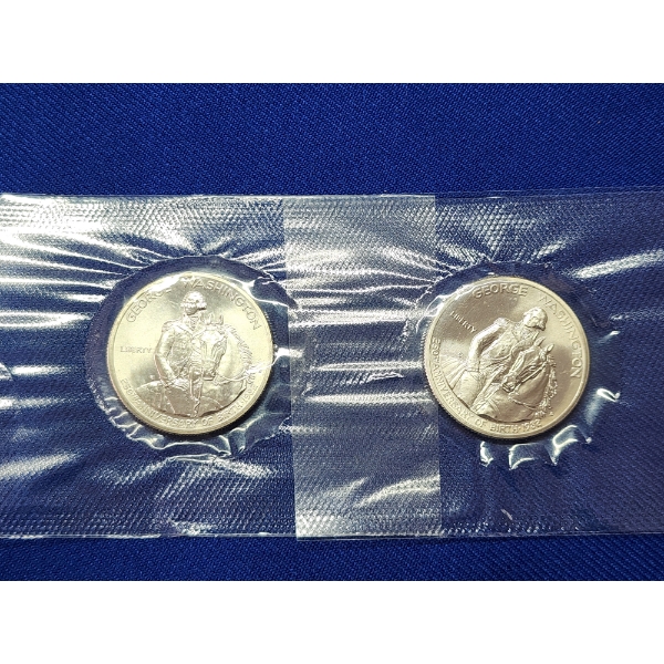 2 - 1982-D Silver Half Dollar George Washington Commemorative Coins - 90% Silver