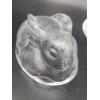 Image 5 : Indiana Glass clear bunny rabbit on a nest candy dish featuring a textured, two-piece pressed glass 