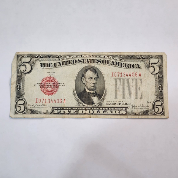 United States 1928 F $5 Red Seal Note